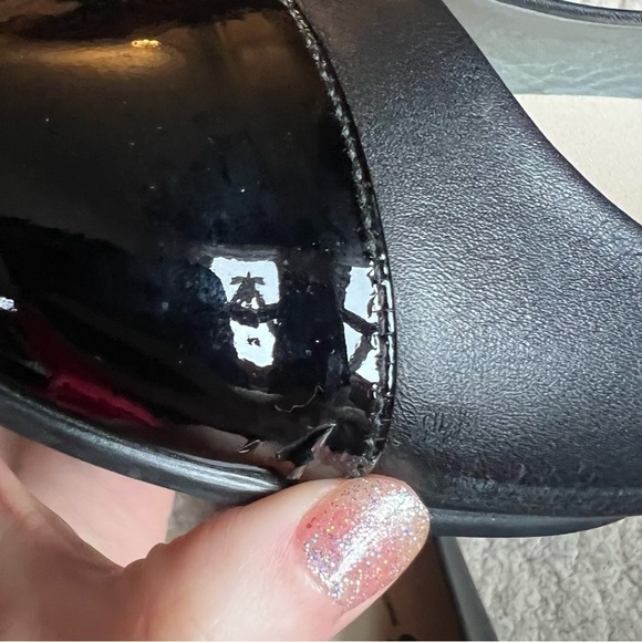 SAS: Black Leather Patent Leather Tip& Heels Toes Slip On Ballet Flats Sz 11.5M - Picture 10 of 11